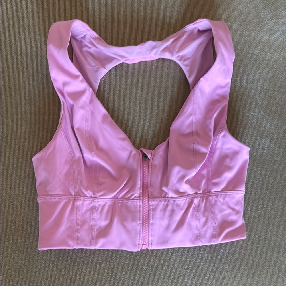 Free People Pink Front-Zip Sports Bra